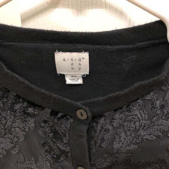 NWT black cardigan with velvet(y) design! - Picture 2 of 5